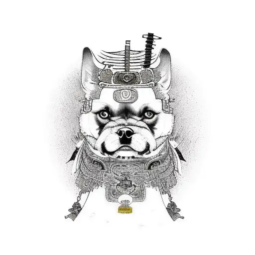 perro con kimono samurai  tattoo design idea