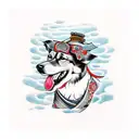 perro con kimono samurai  tattoo design idea