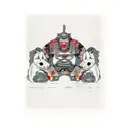 perro con kimono samurai  tattoo design idea