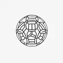 A minimalist tattoo of a soccer ball with the AC Milan logo on it tattoo design idea