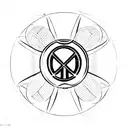 A minimalist tattoo of a soccer ball with the AC Milan logo on it tattoo design idea