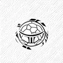 A minimalist tattoo of a soccer ball with the AC Milan logo on it tattoo design idea