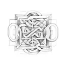 A minimalist representation of a heart-shaped labyrinth with the letter 'J' hidden within its paths tattoo design idea