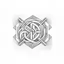 A minimalist representation of a heart-shaped labyrinth with the letter 'J' hidden within its paths tattoo design idea