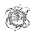 captain, ouroboros, loop, world map, anchor tattoo design idea