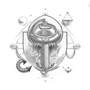 captain, ouroboros, loop, world map, anchor tattoo design idea