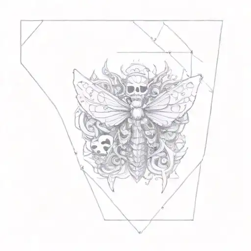 ambigram life death moth with skulls tattoo design idea