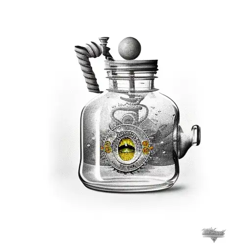 moonshine jar with the label "190"  tattoo design idea