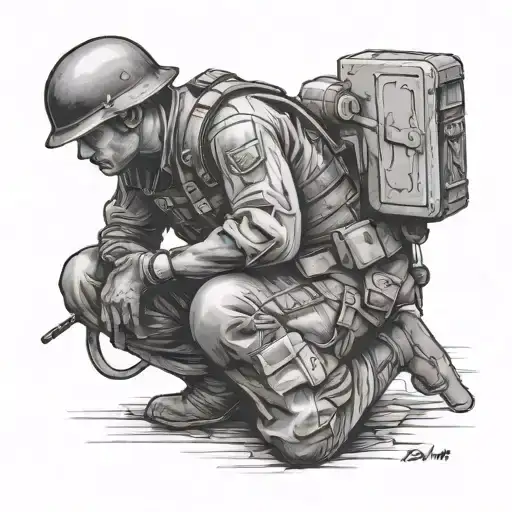 soldier kneeling tattoo design idea