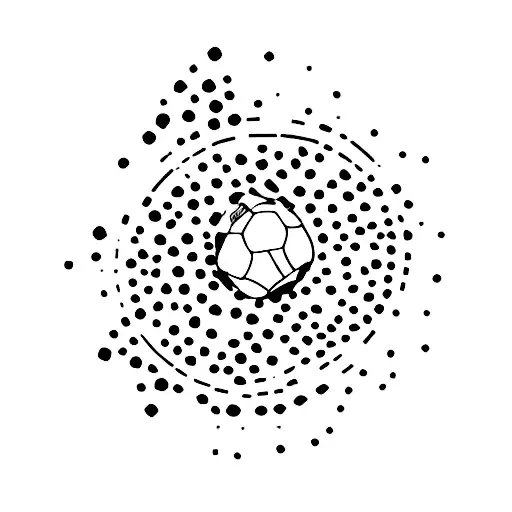 A minimalist design of a korfball made entirely out of rocks and minerals tattoo design idea