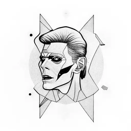 Space ship launch with the face of David Bowie on Lazarus in the blast  tattoo design idea