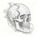 terminator skull with wires running down the arm tattoo design idea