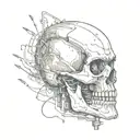 terminator skull with wires running down the arm tattoo design idea