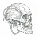 terminator skull with wires running down the arm tattoo design idea