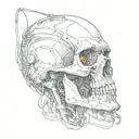 terminator skull with wires running down the arm tattoo design idea