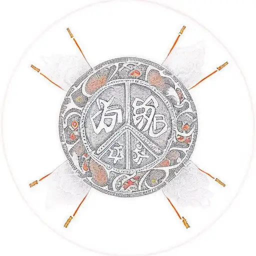 mandarin characters saying family love and peace in a traditonal Muay Thai tattoo tattoo design idea