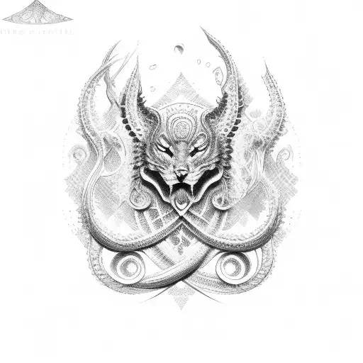 croix basque in waves tattoo design idea