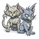 Hell Kitten and Hell Hound tattoo design idea
