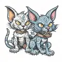 Hell Kitten and Hell Hound tattoo design idea