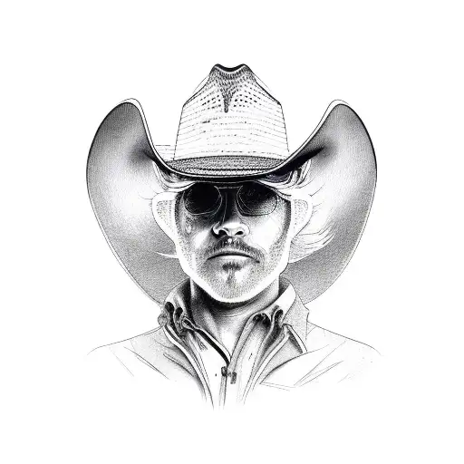 cowboy hat and a walking cane tattoo design idea