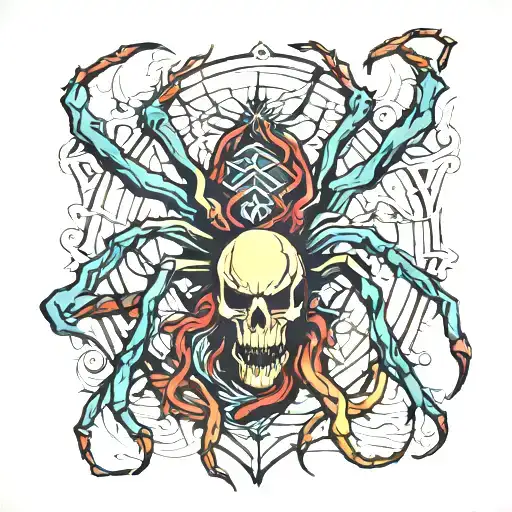 spider and wendigo tattoo design idea
