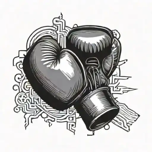 A boxing glove morphing into a hammer, symbolizing strength and power in both sports and work tattoo design idea