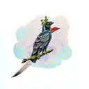 crow with a knife tattoo design idea