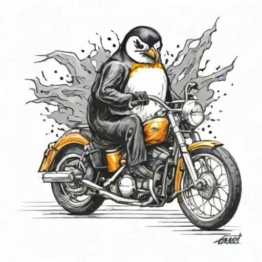 penguin x ghost rider   tattoo design idea
