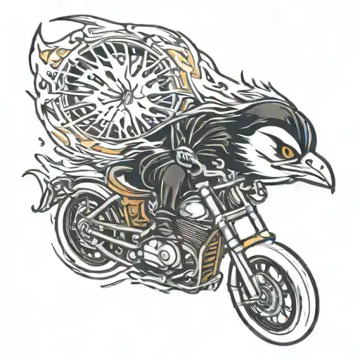 penguin x ghost rider   tattoo design idea