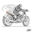 penguin x ghost rider   tattoo design idea