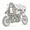 penguin x ghost rider   tattoo design idea