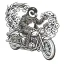 penguin x ghost rider   tattoo design idea