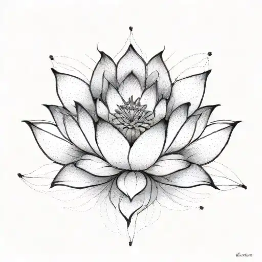 lotus flower with eudaimonia tattoo design idea