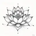 lotus flower with eudaimonia tattoo design idea