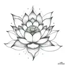 lotus flower with eudaimonia tattoo design idea
