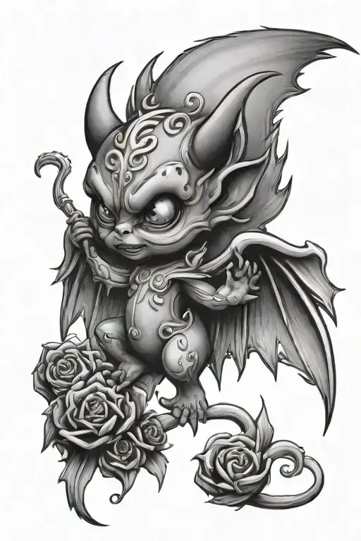 baby devil wing tattoo design idea