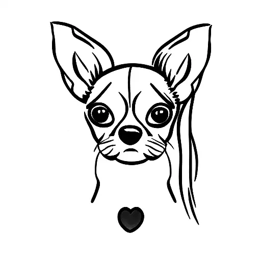 long hair chihuahua cartoon tattoo design idea