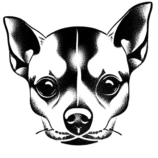 long hair chihuahua with sad eyes tattoo design idea