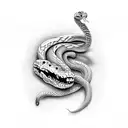 skeleton hand holding snake tattoo design idea
