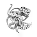 skeleton hand holding snake tattoo design idea