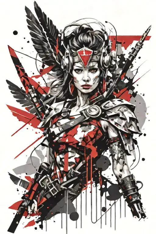 valkyrie warrior woman tattoo design idea