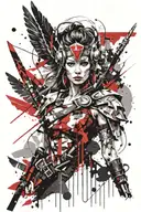 valkyrie warrior woman tattoo design idea