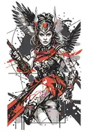 valkyrie warrior woman tattoo design idea