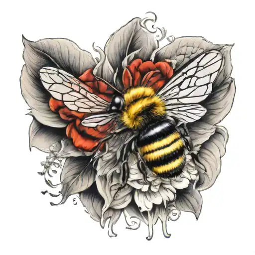 lips, bumble bee, heart tattoo design idea