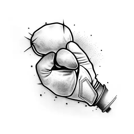 Guantes boxeo sosteniendo un ovillo de lana con agujas de tejer tattoo design idea