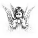 Angel in chains on the ground tattoo design idea