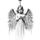 Angel in chains on the ground tattoo design idea