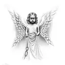 Angel in chains tattoo design idea