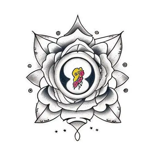 capricornio com flores tattoo design idea
