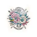 capricornio com flores tattoo design idea